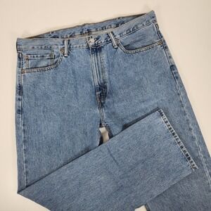 Levi's 505 38x30 Straight Regular Fit Light Blue Denim Jeans Button Zip Logo